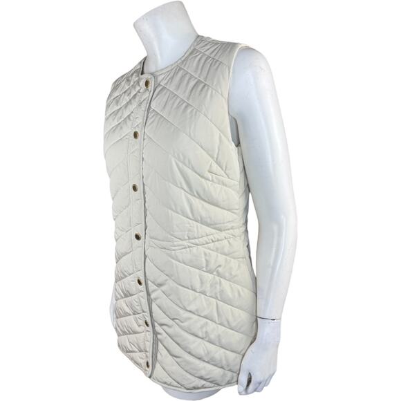 Isaac Mizrahi Live! Clubhouse Quilted Snap Front Vest Drawstring Light Sand XXS - Picture 5 of 14